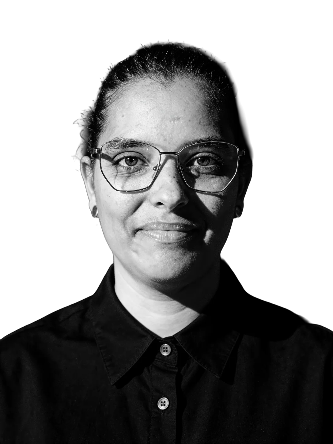 Melanie Hagel, Social Media Managerin – Schwarz-Weiß-Porträt
